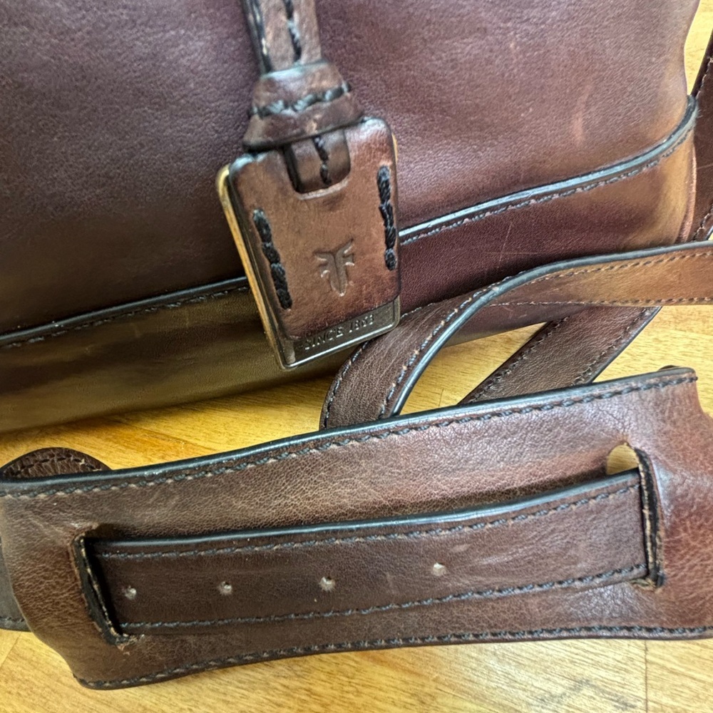 Frye Logan Zip Work Bag in Dark Brown Leather - Picture 3 of 14